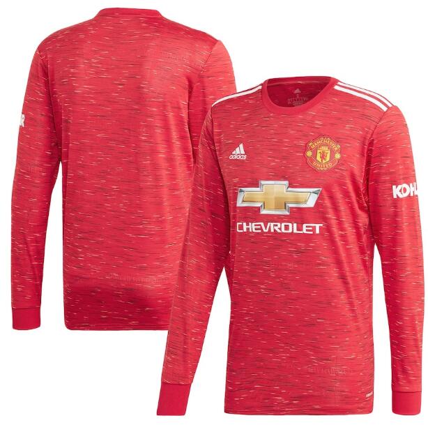 Manchester United Long Sleeve Home Kit Soccer Jersey 2020/21